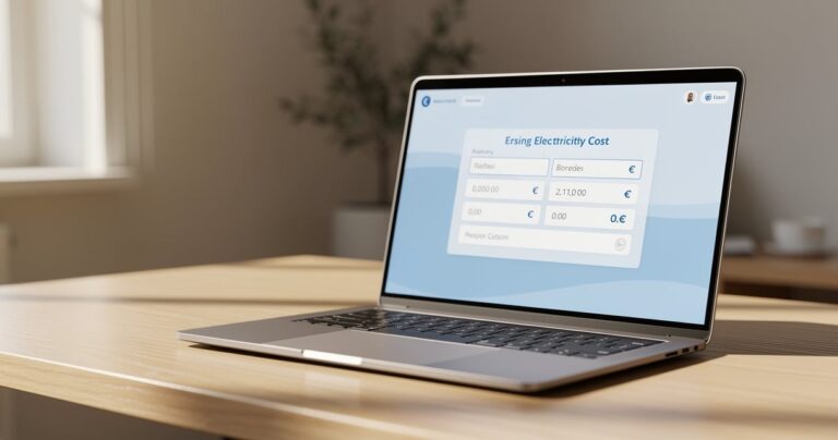 Ordinateur portable affichant un calculateur de charge electrique en ligne